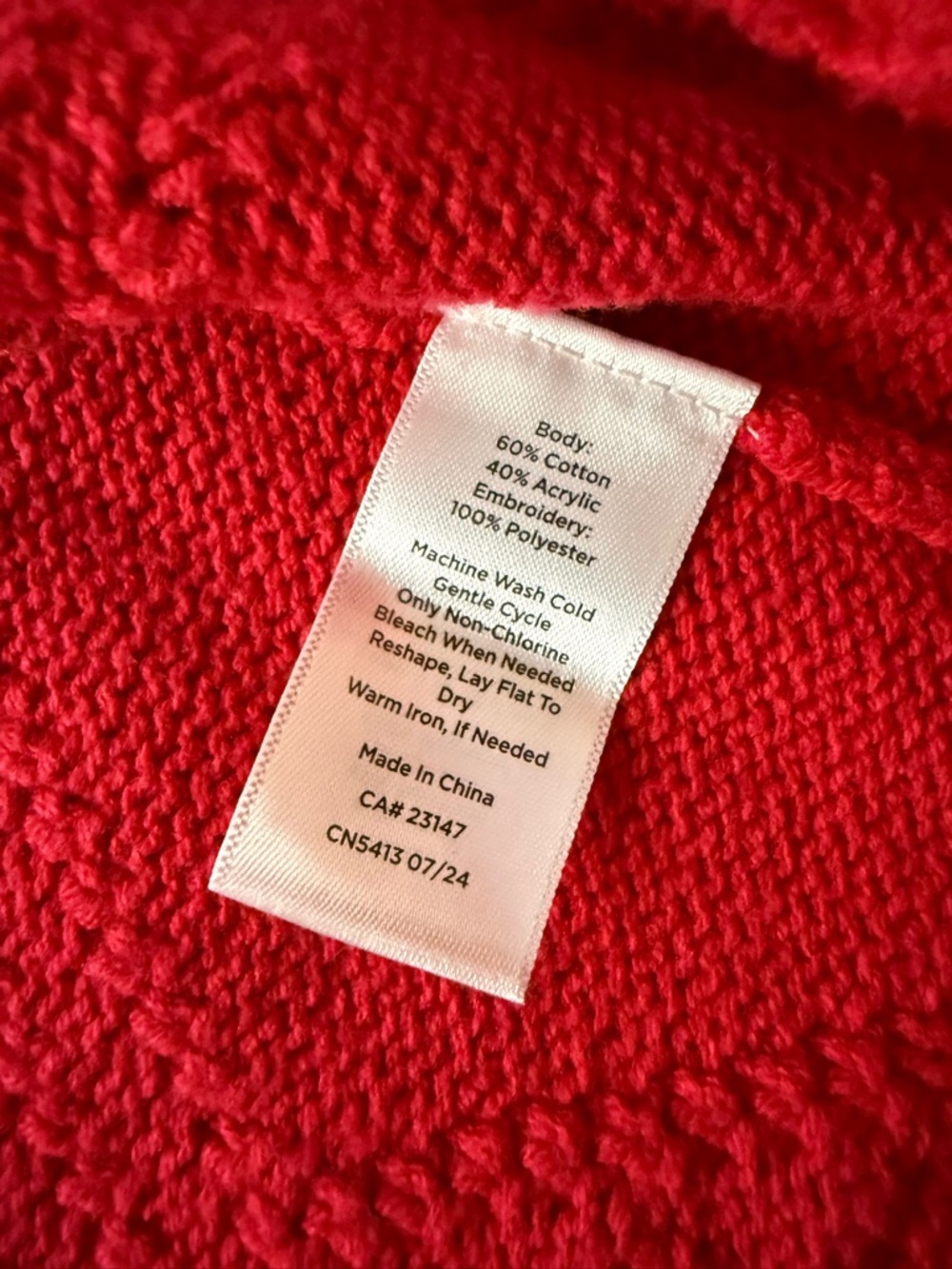 Talbots Red Bobble Knit Cardigan with White Star Motifs Size L Cotton Blend - Picture 5 of 5